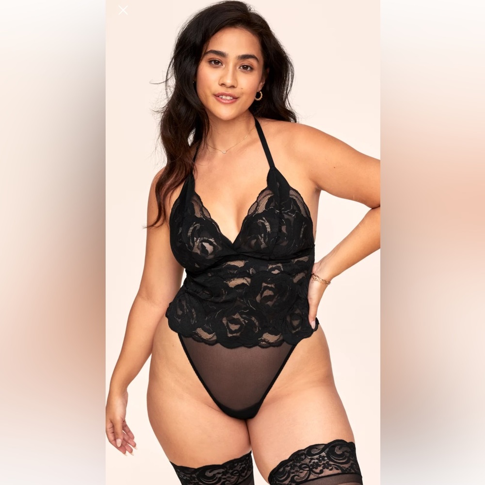 Adore Me Black Plus Lace Bodysuit Lingerie Teddy Thong NWT Size 1X 💋🔥